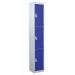 Steel Splash Locker - 3 Compartment - Dark Blue Doors - H.1800 W.300 D.300