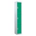 Standard Locker - 3 Compartment - Green Doors - H.1800 W.450 D.450