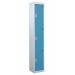 Steel Splash Locker - 3 Compartment - Light Blue Doors - H.1800 W.300 D.450