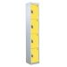 Steel Splash Locker - 4 Compartment - Yellow Doors - H.1800 W.300 D.300