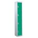 Steel Splash Locker - 4 Compartment - Green Doors - H.1800 W.300 D.450