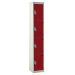 Steel Splash Locker - 4 Compartment - Red Doors - H.1800 W.300 D.450