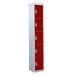 Standard Locker - 5 Compartment - Red Doors - H.1800 W.300 D.300