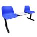 Standard Beam Seating - 2 Seater with Table - Blue Seats - H.830 W.510 L.1540