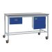 KIT A: Mobile Square Tube Workbench - Laminate Top H.840 W.1200 D.750mm - Single Drawer & Storage Cupboard - Blue Fronts