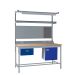 KIT E: Square Tube Workbench - Beech Top H.840 W.1800 D.750 - Single Drawer, Storage Cupboard, 1180mm Rear Support Posts, Service Duct Worktop Fitting, Light & Tool Rail Support, 3 Setting LED Light 30 Watt, Louvre Panel & Laminate Upper Shelf