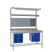 KIT F: Square Tube Workbench - Beech Top H.840 W.1800 D.750 - Storage Cupboard, Triple Drawer Unit, 1180mm Rear Support Posts, Service Duct Worktop Fitting, Light & Tool Rail Support, 3 Setting LED Light 30 Watt, Louvre Panel & Laminate Upper Shelf