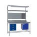 KIT F: Square Tube Workbench - Laminate Top H.840 W.1800 D.750 - Storage Cupboard, Triple Drawer Unit, 1180mm Rear Support Posts, Service Duct Worktop Fitting, Light & Tool Rail Support, 3 Setting LED Light 30 Watt, Louvre Panel & Laminate Upper Shelf