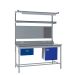 KIT E: Square Tube Workbench - Laminate Top H.840 W.1800 D.750 - Single Drawer, Storage Cupboard, 1180mm Rear Support Posts, Service Duct Worktop Fitting, Light & Tool Rail Support, 3 Setting LED Light 30 Watt, Louvre Panel & Laminate Upper Shelf