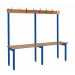 School Cloakroom Island Bench - Single Depth - Dark Blue Frame - 8 Hooks - L.1200 W.1500 D.300