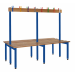 School Cloakroom Island Bench - Double Depth - Dark Blue Frame - 16 Hooks - L.1200 W.1500 D.600