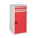 Euroslide 2 Drawer & Cupboard - 2x100mm, 1x910mm - H.1200 W.600 D.750 - Red