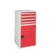 Euroslide 4 Drawer & Cupboard - 4x100mm, 1x710mm - H.1200 W.600 D.650 - Red
