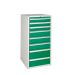 Euroslide 8 Drawer - 3x100mm, 3x150mm, 2x200mm - H.1200 W.600 D.750 - Green