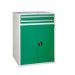 Euroslide 2 Drawer & Cupboard - 2x100mm, 1x910mm - H.1200 W.900 D.650 - Green
