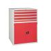 Euroslide 4 Drawer & Cupboard - 4x100mm, 1x710mm - H.1200 W.900 D.650 - Red