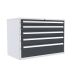  Euroslide 5 Drawer - 1x100mm, 2x125mm, 1x150mm, 1x250mm - H.825 W.1200 D.650 - Dark Grey 