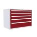  Euroslide 5 Drawer - 1x100mm, 2x125mm, 1x150mm, 1x250mm - H.825 W.1200 D.650 - Red