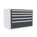  Euroslide 5 Drawer - 2x100mm, 2x125mm, 1x300mm - H.825 W.1200 D.650 - Dark Grey 