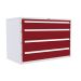  Euroslide 4 Drawer - 1x150mm, 3x200mm - H.825 W.1200 D.650 - Red