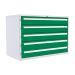  Euroslide 5 Drawer - 5x150mm - H.825 W.1200 D.650 - Green