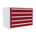  Euroslide 5 Drawer - 5x150mm - H.825 W.1200 D.650 - Red