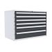 Euroslide 6 Drawer - 4x100mm, 1x150mm, 1x200mm - H.825 W.1200 D.650 - Dark Grey