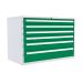  Euroslide 6 Drawer - 4x100mm, 1x150mm, 1x200mm - H.825 W.1200 D.650 - Green