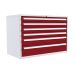  Euroslide 6 Drawer - 4x100mm, 1x150mm, 1x200mm - H.825 W.1200 D.650 - Red