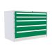  Euroslide 5 Drawer - 2x100mm, 2x150mm, 1x200mm - H.825 W.1200 D.650 - Green