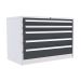  Euroslide 5 Drawer - 2x100mm, 2x150mm, 1x200mm - H.825 W.1200 D.650 - Dark Grey
