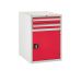Euroslide 2 Drawer & Cupboard - 2x100mm, 1x500mm - H.825 W.600 D.750 - Red