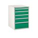 Euroslide 5 Drawer - 1x100mm, 2x125mm, 1x150mm, 1x250mm - H.825 W.600 D.750 - Green