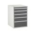 Euroslide 5 Drawer - 1x100mm, 2x125mm, 1x150mm, 1x250mm - H.825 W.600 D.750 - Dark Grey