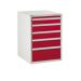 Euroslide 5 Drawer - 1x100mm, 2x125mm, 1x150mm, 1x250mm - H.825 W.600 D.750 - Red