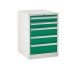 Euroslide 5 Drawer - 2x100mm, 2x150mm, 1x200mm - H.825 W.600 D.750 - Green