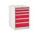 Euroslide 5 Drawer - 2x100mm, 2x150mm, 1x200mm - H.825 W.600 D.750 - Red
