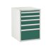 Euroslide 5 Drawer - 2x100mm, 2x125mm, 1x300mm - H.825 W.600 D.650 - Green