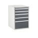 Euroslide 5 Drawer - 2x100mm, 2x125mm, 1x300mm - H.825 W.600 D.750 - Dark Grey