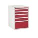Euroslide 5 Drawer - 2x100mm, 2x125mm, 1x300mm - H.825 W.600 D.750 - Red
