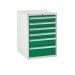 Euroslide 6 Drawer - 4x100mm, 1x150mm, 1x200mm - H.825 W.600 D.750 - Green