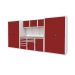  Modular Workshop Kit 6 - H.2000 W.4200 D.650 - Linoleum Worktop - Red Fronts 