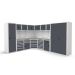  Modular Workshop Corner Kit 2 - H.2000 D.650 - Linoleum Worktop - Dark Grey Fronts 