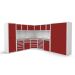  Modular Workshop Corner Kit 2 - H.2000 D.650 - Linoleum Worktop - Red Fronts 