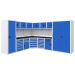  Modular Workshop Corner Kit 2 - H.2000 D.650 - Black Laminate Worktop - Blue Fronts 