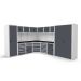  Modular Workshop Corner Kit 2 - H.2000 D.650 - Black Laminate Worktop - Dark Grey Fronts 