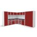  Modular Workshop Corner Kit 2 - H.2000 D.650 - Black Laminate Worktop - Red Fronts 