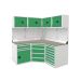  Modular Workshop Corner Kit 1 - H.2000 D.650 - Linoleum Worktop - Green Fronts 