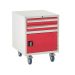 Mobile Underbench Cabinet - 2 Drawer & Cupboard 2x100mm, 1x300mm - 780.600.650 - Red