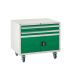 Mobile Underbench Cabinet - 2 Drawer & Cupboard 2x100mm, 1x300mm - 780.900.650 - Green
